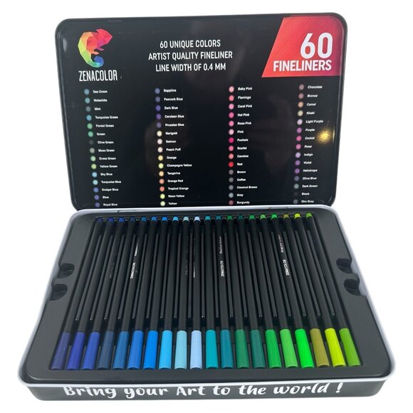 ZENACOLOR 60 Color PENS Markers Intense Scrapbooking Coloring Line NEW - Picture 7 of 11